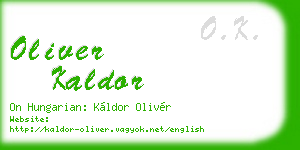 oliver kaldor business card